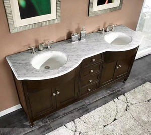 bồn rửa đôi bằng gỗ Đá cẩm thạch Vanity Top cho bồn rửa tàu