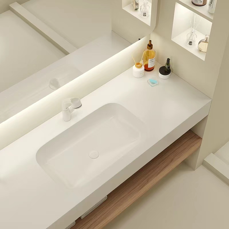 đá cuội Bề mặt rắn Thạch anh Vanity Top cho bồn rửa tàu